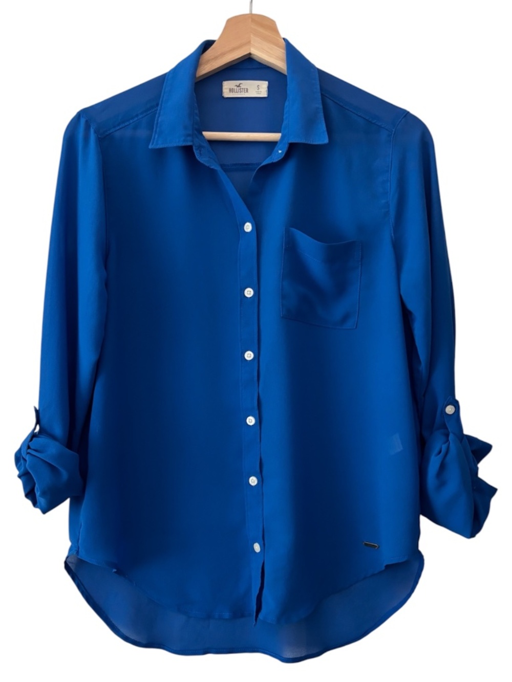 Hollister Chiffon Button-up Blouse - Blue Size S